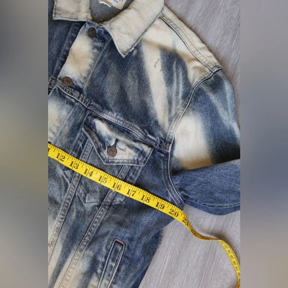 Denim & Supply Ralph Lauren Eagle Patch‎ Denim Jacket Men L Bleached Distressed